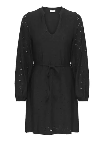 Long Sleeve V-Neck Belt Jersey Dress